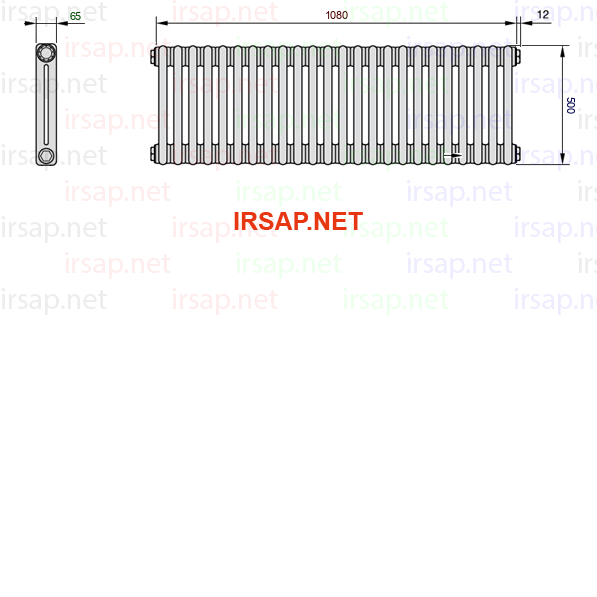 чертеж радиатора Irsap Tesi 20500-2420500-24-14-01